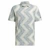 アディダス adidas　メンズ 総柄プリント ヘリンボーン 半袖 ポロシャツ KOW34　2024年モデル クリスタルジェイド（IU4386）