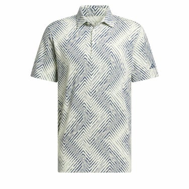 アディダス adidas　メンズ 総柄プリント ヘリンボーン 半袖 ポロシャツ KOW34　2024年モデル クリスタルジェイド（IU4386）