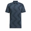 アディダス adidas　メンズ 総柄プリント ヘリンボーン 半袖 ポロシャツ KOW34　2024年モデル カレッジネイビー（IU4388）