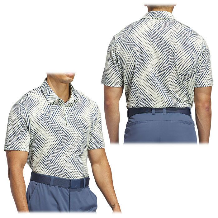 アディダス adidas　メンズ 総柄プリント ヘリンボーン 半袖 ポロシャツ KOW34　2024年モデル 詳細2