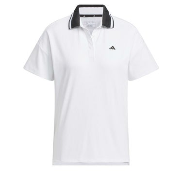アディダス adidas　レディース ミニピケ素材 半袖 フライフロント ポロシャツ IKK54　2024年モデル ホワイト（IK9801）