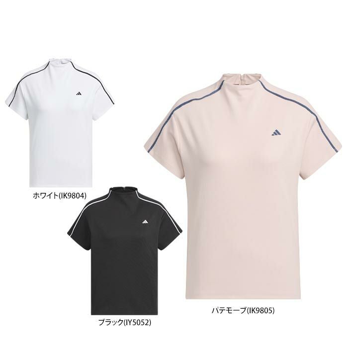 アディダス adidas　レディース 配色ライン 半袖 背面ファスナー モックネックシャツ IKK55　2024年モデル 詳細1