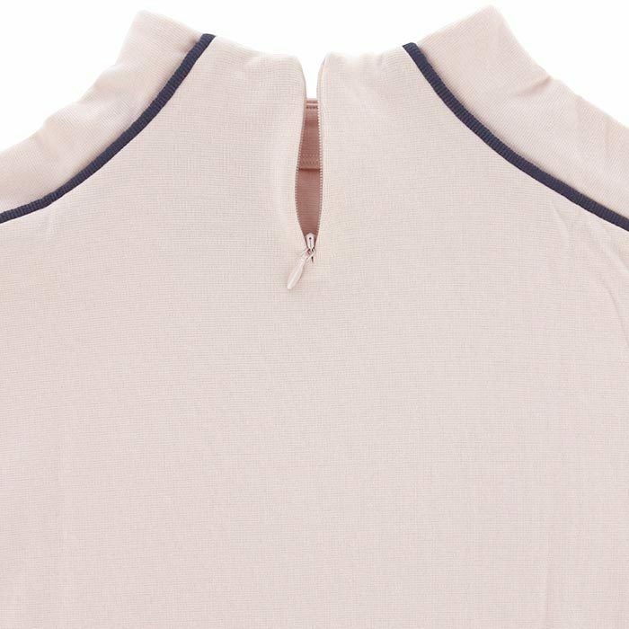 アディダス adidas　レディース 配色ライン 半袖 背面ファスナー モックネックシャツ IKK55　2024年モデル 詳細4