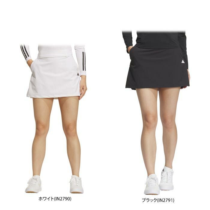 アディダス adidas　レディース 4WAYストレッチ 撥水 ロゴプリント インナーパンツ一体型 スカート IKJ66　2024年モデル 詳細1