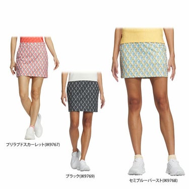 アディダス adidas　レディース 幾何学柄プリント 総柄 ストレッチ インナーパンツ一体型 スカート IKK43　2024年モデル 詳細1