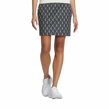 アディダス adidas　レディース 幾何学柄プリント 総柄 ストレッチ インナーパンツ一体型 スカート IKK43　2024年モデル ブラック