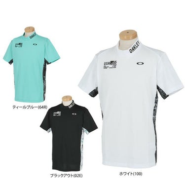 オークリー OAKLEY　メンズ ドビー素材 柄切替 星条旗モチーフ刺繍 半袖 モックネックシャツ FOA406438　2024年モデル 詳細1