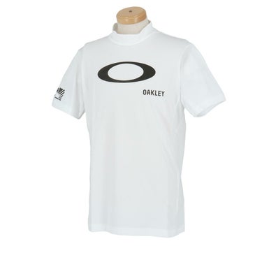 オークリー OAKLEY　メンズ サイドメッシュ切替 ビッグエリプスロゴプリント 星条旗モチーフ刺繍 半袖 モックネックシャツ FOA406524　2024年モデル ホワイト（100）