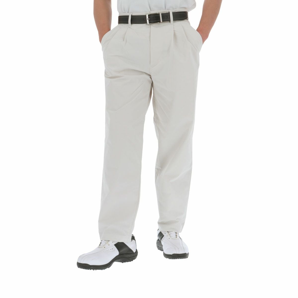 ナノ・ユニバース　メンズ ロゴ刺繍 ストレッチ ツータック ロングパンツ 030-4131103　2024年モデル ライトグレー（023）