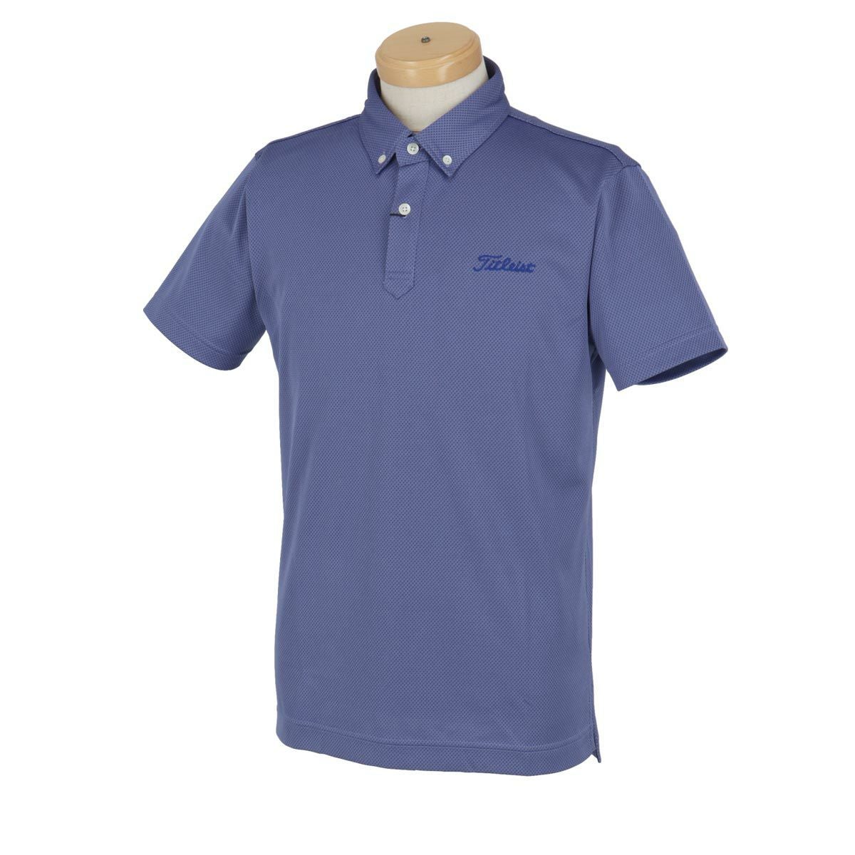 タイトリスト Titleist　メンズ ダイヤ柄 ジャカード 半袖 ボタンダウン ポロシャツ TLPMS115J　2024年モデル ブルー（62）