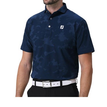 フットジョイ FootJoy　メンズ ロゴ刺繍 フローラルカモジャカード 4WAYストレッチ 半袖 ワイドカラー ポロシャツ FJ-S24-S22　2024年モデル ネイビー（81782）