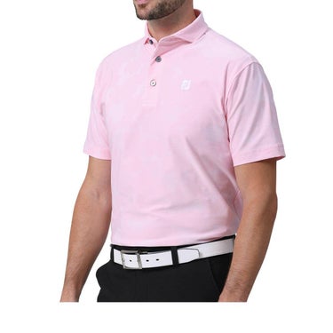 フットジョイ FootJoy　メンズ ロゴ刺繍 フローラルカモジャカード 4WAYストレッチ 半袖 ワイドカラー ポロシャツ FJ-S24-S22　2024年モデル ライトピンク（81781）