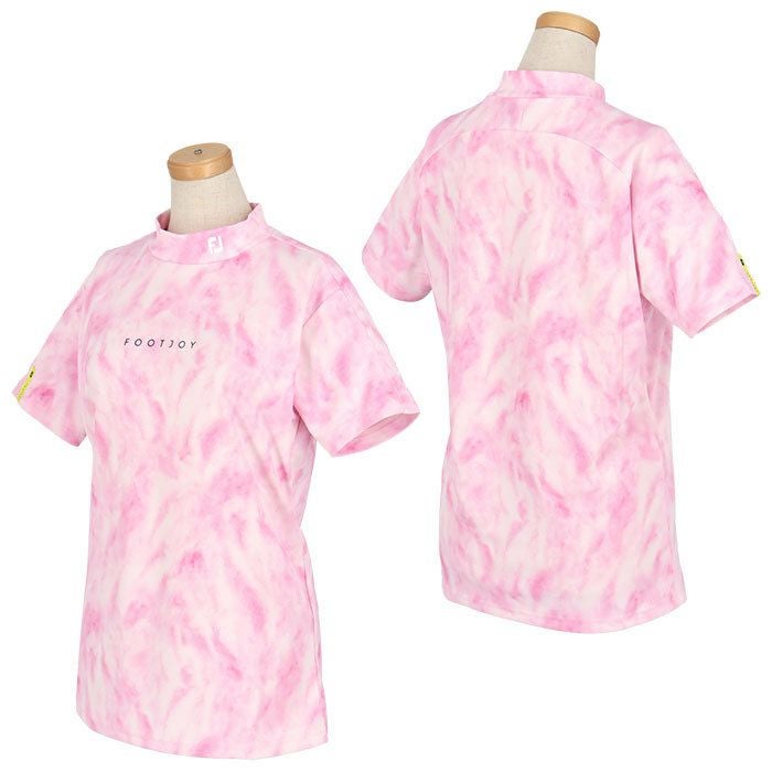 フットジョイ FootJoy　レディース ロゴプリント タイダイ柄 ストレッチ 半袖 モックネックシャツ FJW-S24-S01　2024年モデル 詳細2