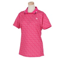 フットジョイ FootJoy レディース ロゴデザイン 総柄プリント ストレッチ 半袖 スキッパーカラー シャツ FJW-S24-S04 2024年モデル ピンク系 ウェア全体
