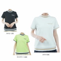 トミー ヒルフィガー ゴルフ レディース ロゴプリント トリコット ライン使い ストレッチ 半袖 モックネックシャツ THLA419 2024年モデル