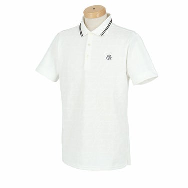 セントアンドリュース St ANDREWS　メンズ 総柄 ロゴジャガード 半袖 ポロシャツ 042-4160351　2024年モデル ホワイト（030）