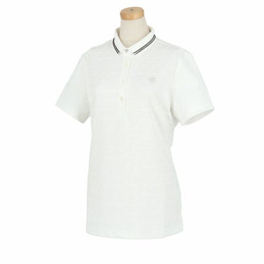 セントアンドリュース St ANDREWS　レディース 総柄 ロゴジャガード 半袖 ポロシャツ 043-4160352　2024年モデル ホワイト（030）