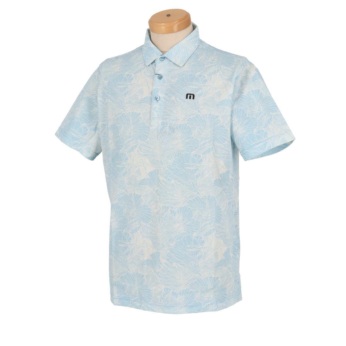 トラヴィスマシュー Travis Mathew　メンズ ロゴ刺繍 総柄 ハイビスカスプリント 半袖 ポロシャツ 7AJ020　2024年モデル ドリームブルー（4DRE）