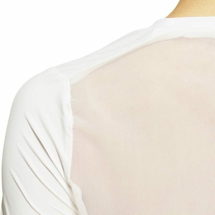 アディダス adidas　レディース ロゴプリント メッシュ切替 UVケア 長袖 クルーネック インナーシャツ IKJ70　2024年モデル 詳細4