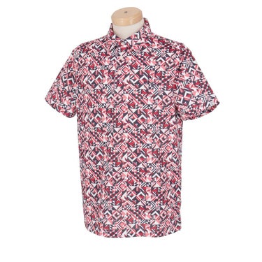 ピン PING　メンズ ロゴ刺繍 総柄プリント ネイティブ柄 半袖 ポロシャツ 621-4160303　2024年モデル ピンク（090）