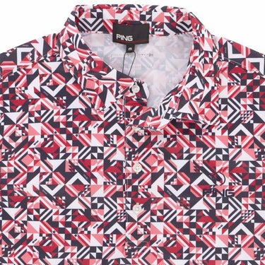 ピン PING　メンズ ロゴ刺繍 総柄プリント ネイティブ柄 半袖 ポロシャツ 621-4160303　2024年モデル 詳細3