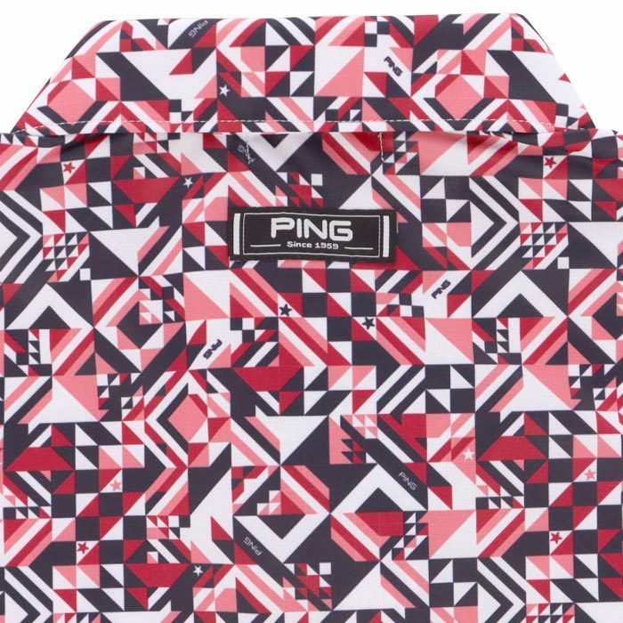 ピン PING　メンズ ロゴ刺繍 総柄プリント ネイティブ柄 半袖 ポロシャツ 621-4160303　2024年モデル 詳細4