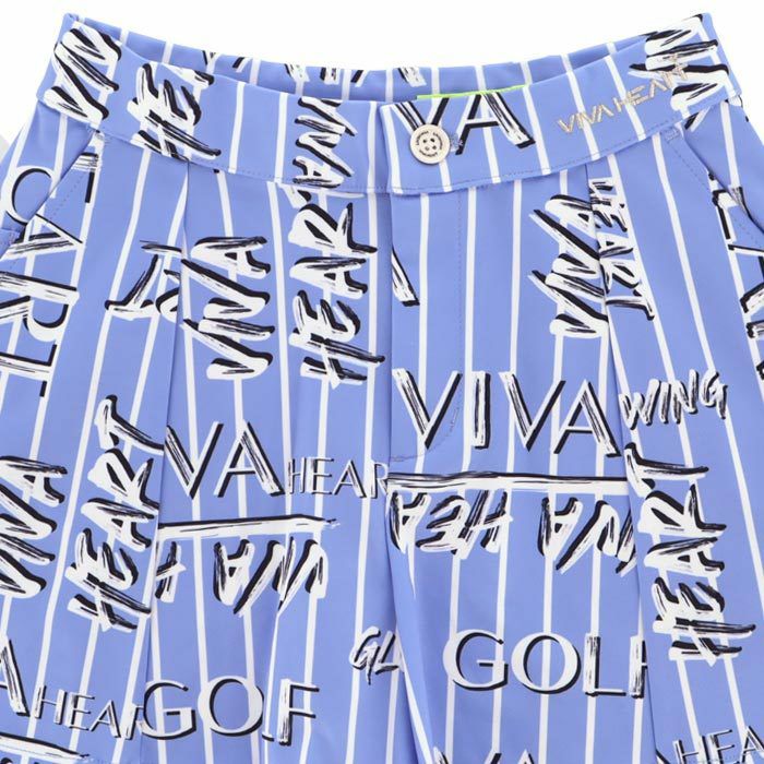 ビバハート VIVA HEART　レディース ロゴデザイン 総柄プリント ストライプ ストレッチ フレアー キュロット 012-71241　2024年モデル 詳細3