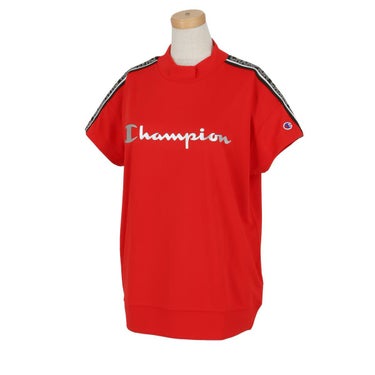 チャンピオンゴルフ ChampionGOLF　レディース メタリックロゴプリント サイドロゴテープ 半袖 ドロップショルダー モックネックシャツ CW-ZG308　2024年モデル レッド（940）