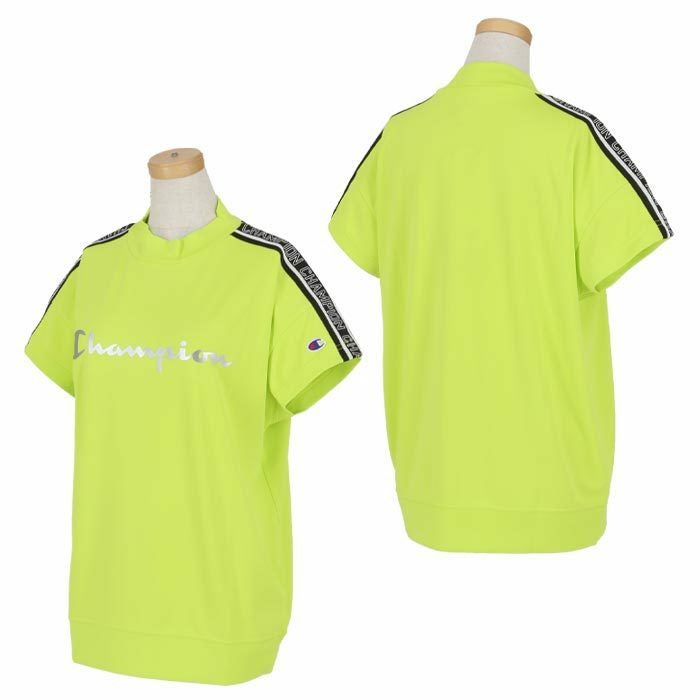 チャンピオンゴルフ ChampionGOLF　レディース メタリックロゴプリント サイドロゴテープ 半袖 ドロップショルダー モックネックシャツ CW-ZG308　2024年モデル 詳細2