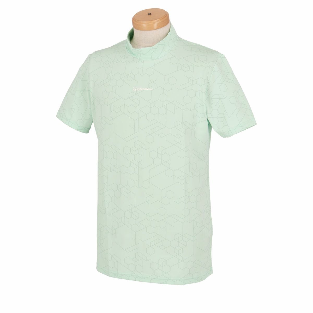 テーラーメイド TaylorMade　メンズ 総柄 グラフィックプリント ストレッチ 半袖 モックネックシャツ TL397　2024年モデル アイスミント（M19533）