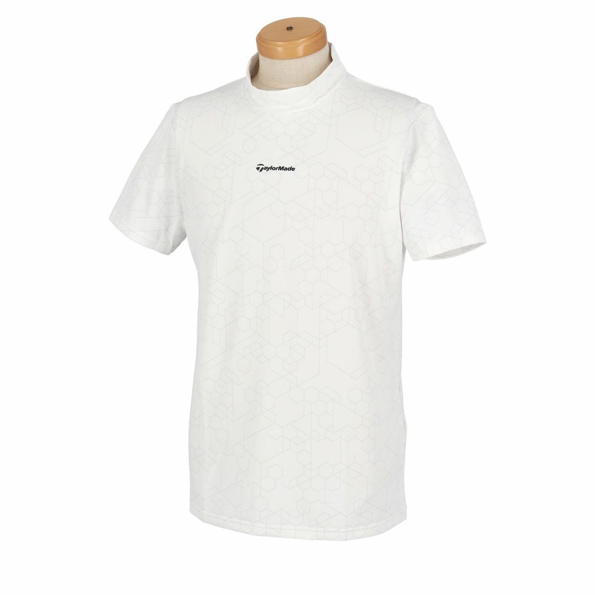 テーラーメイド TaylorMade　メンズ 総柄 グラフィックプリント ストレッチ 半袖 モックネックシャツ TL397　2024年モデル ホワイト（M19532）