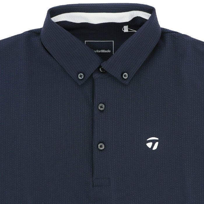 テーラーメイド TaylorMade　メンズ ロゴプリント シアサッカー 半袖 ボタンダウン ポロシャツ TL427　2024年モデル 詳細3