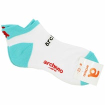 アルチビオ archivio　レディース ロゴデザイン バイカラー アンクルソックス A350203 169 ブルー　2024年モデル