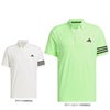 アディダス adidas　メンズ スリーストライプス メッシュ切替 ストレッチ 半袖 ボタンダウン ポロシャツ IKK68　2024年モデル