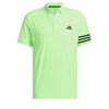 アディダス adidas　メンズ スリーストライプス メッシュ切替 ストレッチ 半袖 ボタンダウン ポロシャツ IKK68　2024年モデル グリーンスパーク（IN9055）