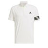 アディダス adidas　メンズ スリーストライプス メッシュ切替 ストレッチ 半袖 ボタンダウン ポロシャツ IKK68　2024年モデル ホワイト（IN9058）