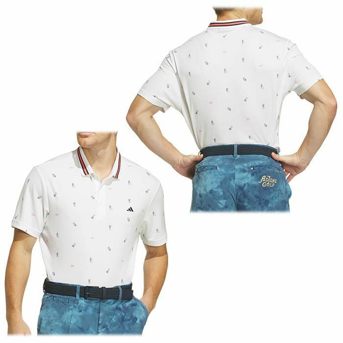 アディダス adidas　メンズ モノグラム柄 メッシュ生地 ストレッチ 半袖 リブ衿 ポロシャツ IKK80　2024年モデル 詳細2