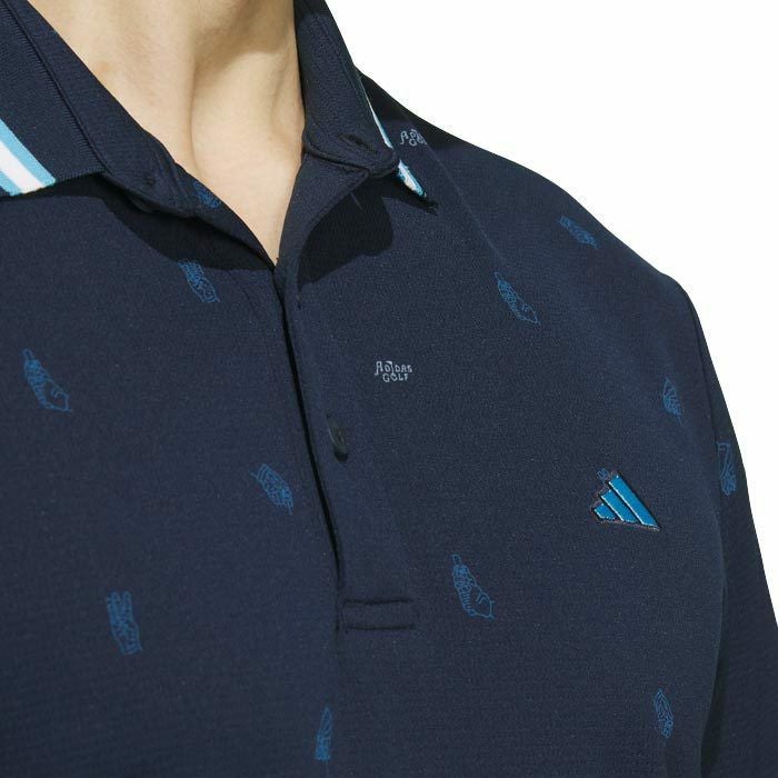 アディダス adidas　メンズ モノグラム柄 メッシュ生地 ストレッチ 半袖 リブ衿 ポロシャツ IKK80　2024年モデル 詳細3