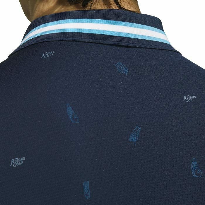 アディダス adidas　メンズ モノグラム柄 メッシュ生地 ストレッチ 半袖 リブ衿 ポロシャツ IKK80　2024年モデル 詳細4