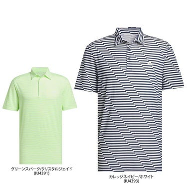 アディダス adidas　メンズ ボーダー柄 ドットメッシュ生地 ストレッチ 半袖 ポロシャツ KOV92　2024年モデル 詳細1
