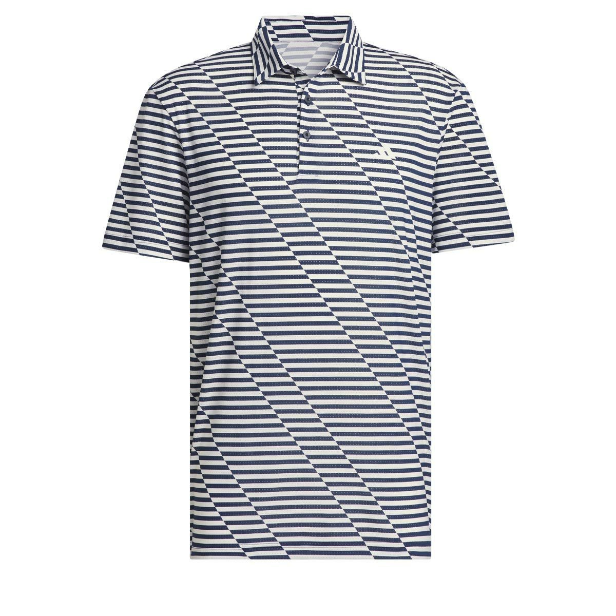 アディダス adidas　メンズ ボーダー柄 ドットメッシュ生地 ストレッチ 半袖 ポロシャツ KOV92　2024年モデル ネイビー/ホワイト（IU4393）