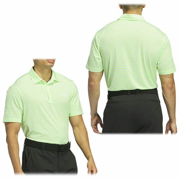 アディダス adidas　メンズ ボーダー柄 ドットメッシュ生地 ストレッチ 半袖 ポロシャツ KOV92　2024年モデル 詳細2