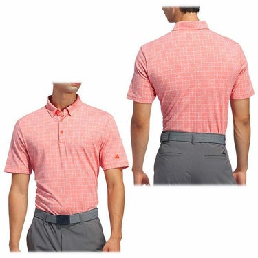 アディダス adidas　メンズ GO-TO 杢調 ストレッチ 総柄 半袖 ボタンダウン ポロシャツ KOW10　2024年モデル 詳細2