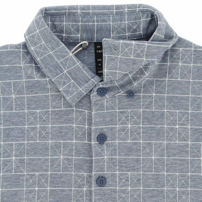 アディダス adidas　メンズ GO-TO 杢調 ストレッチ 総柄 半袖 ボタンダウン ポロシャツ KOW10　2024年モデル 詳細3