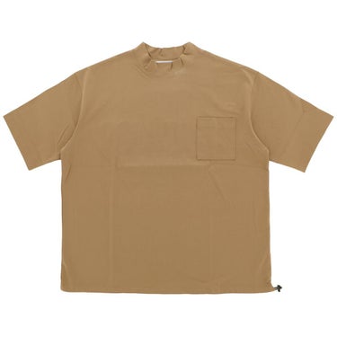 ザ スウィンガー THE SWINGGGR　メンズ バックロゴプリント 胸ポケット ストレッチ 半袖 モックネックシャツ 0124-SWG-CT002　2024年モデル ベージュ（BEG）