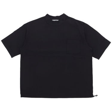 ザ スウィンガー THE SWINGGGR　メンズ バックロゴプリント 胸ポケット ストレッチ 半袖 モックネックシャツ 0124-SWG-CT002　2024年モデル ブラック（BLK）