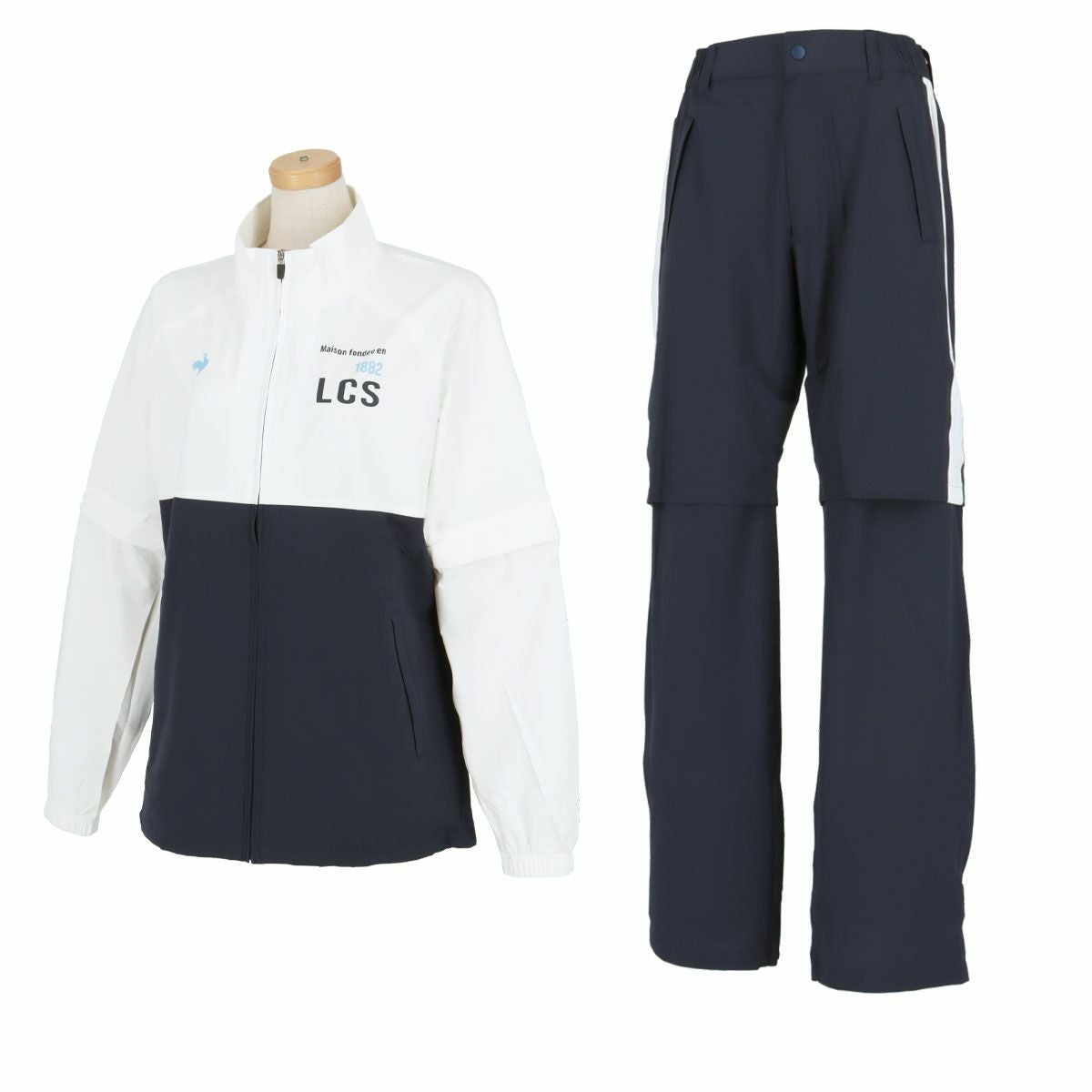 ルコック Le coq sportif レディース ロゴプリント ストレッチ 収納袋付き 2WAY レインウェア 上下セット QGWXJH00W 2024年モデル