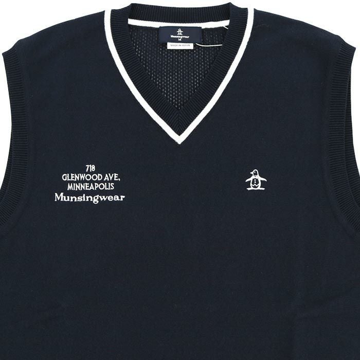 マンシングウェア Munsingwear　メンズ 背面メッシュ 編地切替 ロゴ刺繍 Vネック ニット ベスト MGMXJL82　2024年モデル 詳細4