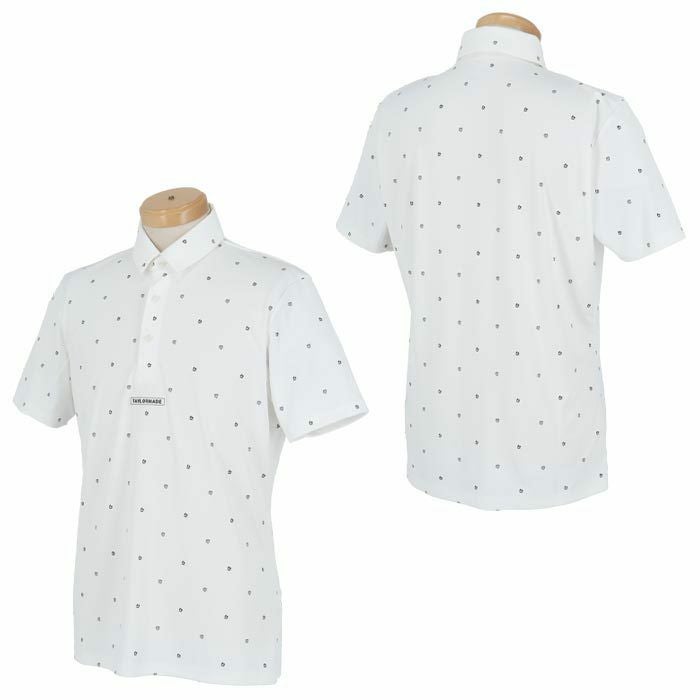 テーラーメイド TaylorMade　メンズ UVケア メタルT 小紋柄 ボックスロゴワッペン 半袖 ポロシャツ TL434　2024年モデル 詳細2