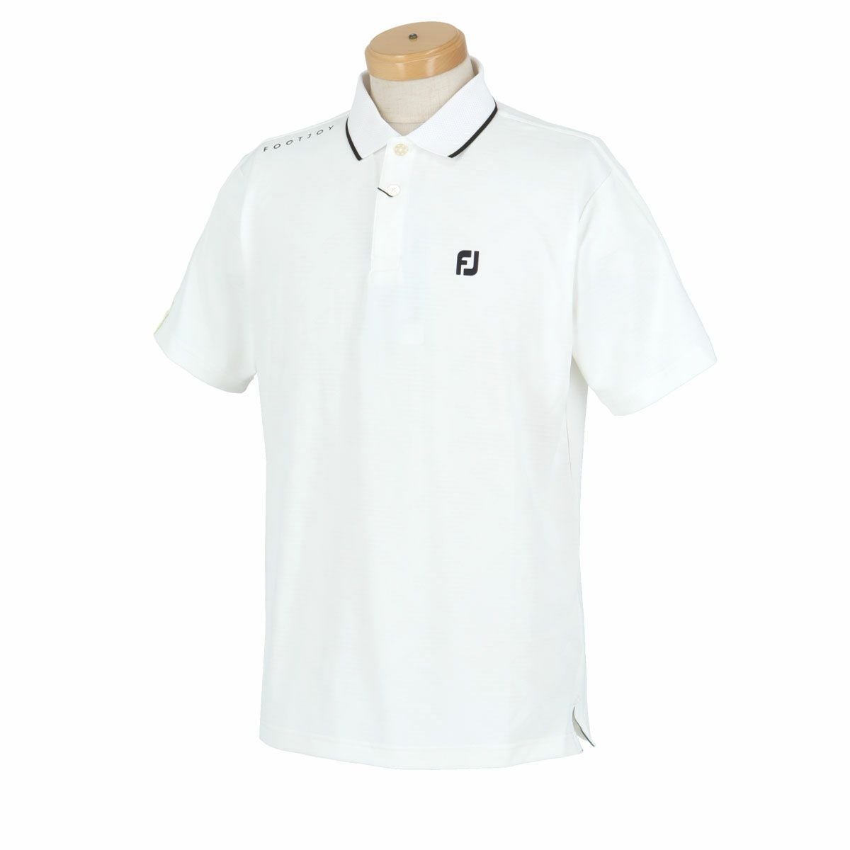 フットジョイ FootJoy　メンズ ロゴデザイン ジャガード メッシュ衿 半袖 ポロシャツ FJ-S24-S03　2024年モデル ホワイト（81818）